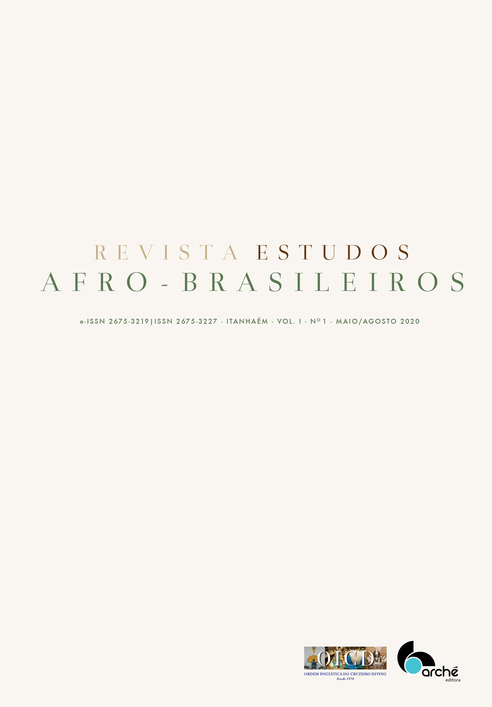 Capa do primeiro número da revista, em que se lê Revista Estudos Afro-Brasileiros, Itanhaém, Vol 1, n 1.